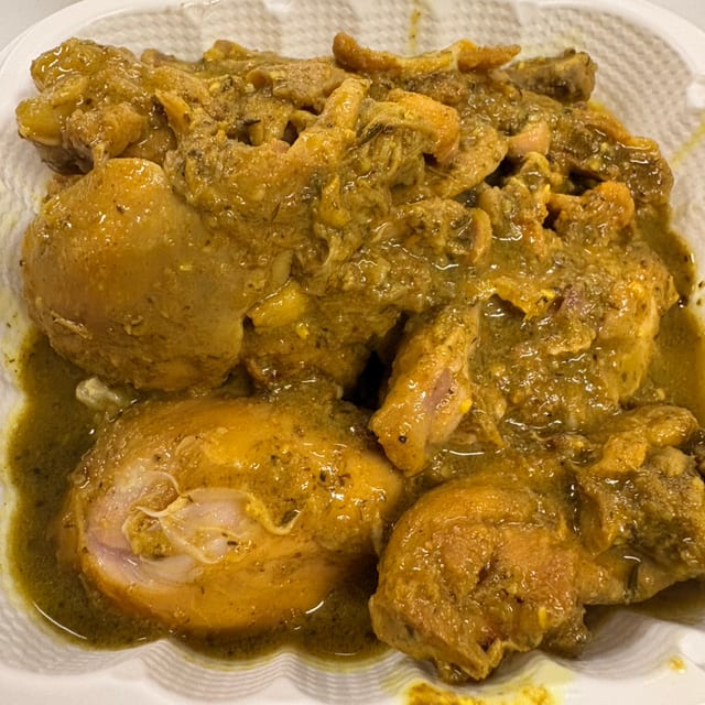 Side Of Curry Chicken.